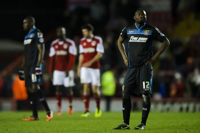 Framed Print : Bristol City's Francois Zoko Looks Disappointed After 4-1 Loss to Stevenage Framed Print : Bristol City's Francois Zoko Looks Disappointed After 4-1 Loss to Stevenage
