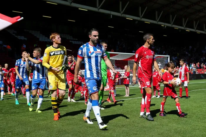 Framed Print : Bristol City's Gary O'Neil Leads Out Team Against Wigan Athletic at Ashton Gate Stadium Framed Print : Bristol City's Gary O'Neil Leads Out Team Against Wigan Athletic at Ashton Gate Stadium