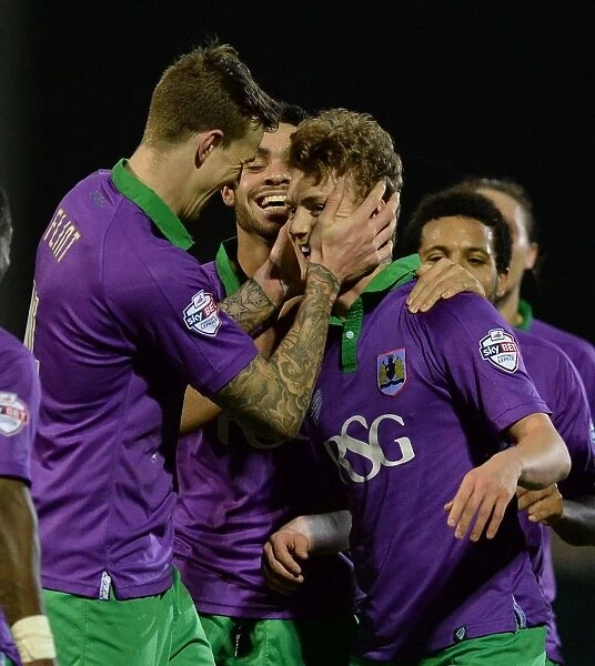 Bristol City's George Saville and Aden Flint Celebrate Goal vs. Yeovil Town, Sky Bet League One - March 10, 2015