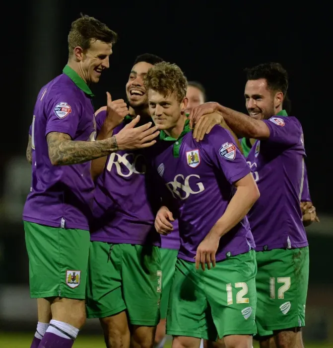 Framed Print : Bristol City's George Saville in Triumphant Moment after 10-3-2015's 10-0 Win vs Yeovil Town Framed Print : Bristol City's George Saville in Triumphant Moment after 10-3-2015's 10-0 Win vs Yeovil Town