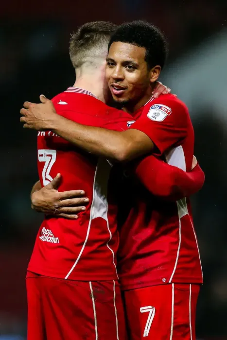 Framed Print : Bristol City's Glorious 4-0 Victory: Korey Smith and Joe Bryan Celebrate at Ashton Gate Framed Print : Bristol City's Glorious 4-0 Victory: Korey Smith and Joe Bryan Celebrate at Ashton Gate