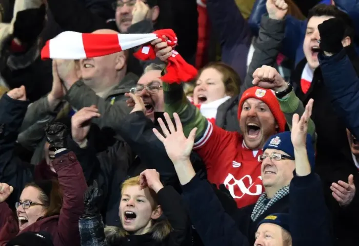 Framed Print : Bristol City's Glory: Fans Celebrate Win Over Middlesbrough at Ashton Gate Stadium Framed Print : Bristol City's Glory: Fans Celebrate Win Over Middlesbrough at Ashton Gate Stadium