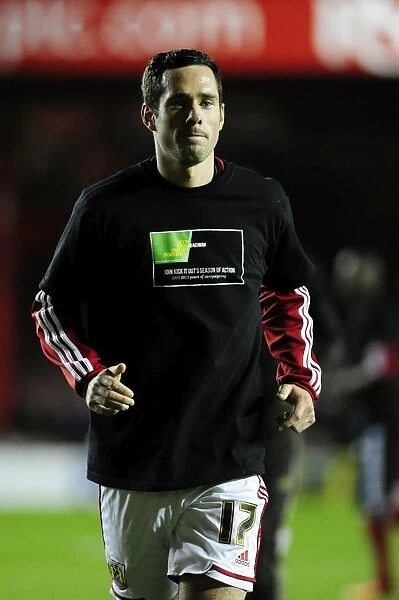 Bristol City's Greg Cunningham in Kick It Out Shirt during Bristol City vs Brentford Match, Sky Bet League One, 2013