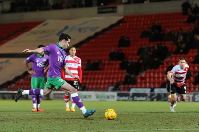 Framed Print : Bristol City's Greg Cunningham Scores Penalty Against Doncaster Rovers, February 2015 Framed Print : Bristol City's Greg Cunningham Scores Penalty Against Doncaster Rovers, February 2015