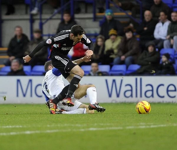 Bristol City's Greg Cunningham Tackled by Tranmere's Danny Holmes during Tranmere v Bristol City, Sky Bet League One Match, November 16, 2013