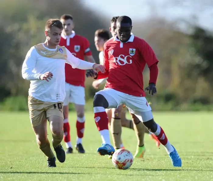 Framed Print : Bristol City's Gus Mafuta in Action during Youth Development League Match Framed Print : Bristol City's Gus Mafuta in Action during Youth Development League Match