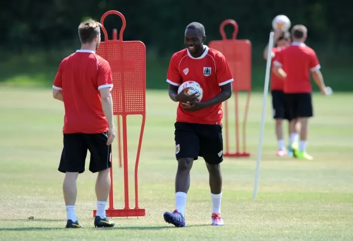 Framed Print : Bristol City's Gus Mafuta in Focus: Training Intensely (July 2, 2014) Framed Print : Bristol City's Gus Mafuta in Focus: Training Intensely (July 2, 2014)