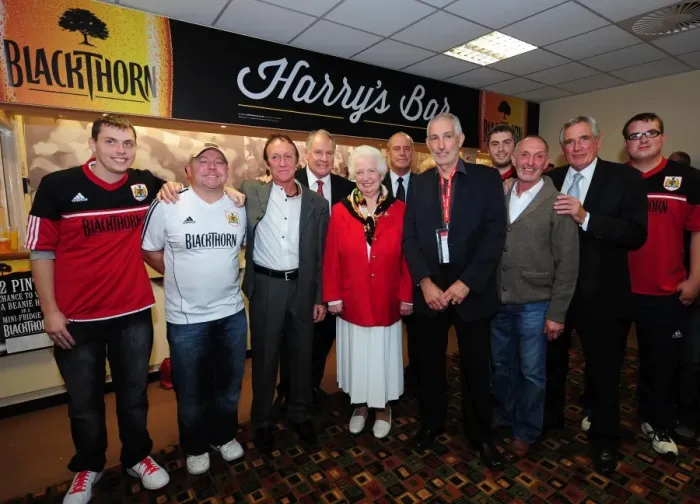 Framed Print : Bristol City's Harry's Bar Officially Opened by Marina Dolman during Bristol City vs Leeds United, Championship Football Match, Ashton Gate Stadium (September 2012)