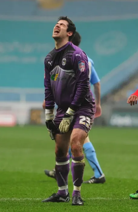 Framed Print : Bristol City's Heartbreak: Danny Ireland Injured After Replacing Coventry's Keiren Westwood in Championship Clash (05 / 03 / 2011)