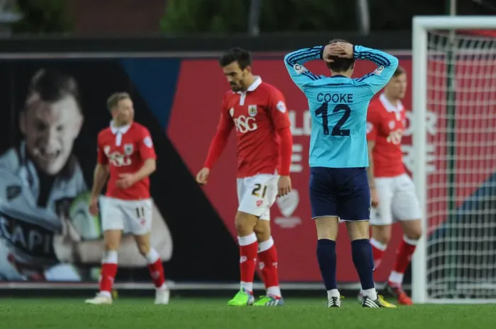 Framed Print : Bristol City's Heartbreak: Sean Cooke's Disappointment After FA Cup Loss to AFC Telford
