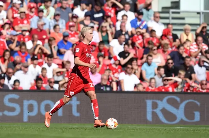 Framed Print : Bristol City's Hordur Magnusson in Action against Wigan Athletic, 2016