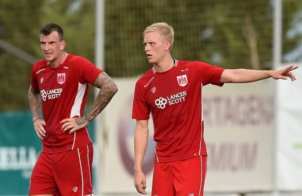 Bristol City's Hordur Magnusson and Aden Flint Prepare for Kick-off against Granada, 2016