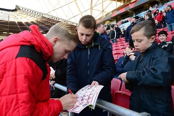 Bristol City's Hordur Magnusson Signs Autographs at Ashton Gate after Bristol City v Reading Match, Sky Bet Championship (January 2017)