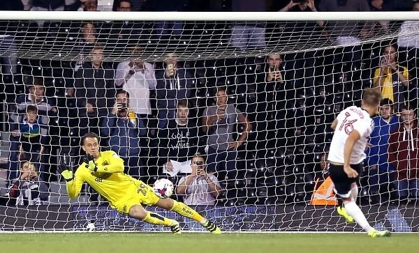 Bristol City's Ivan Lucic Saves Cauley Woodrow's Penalty at Fulham's Craven Cottage (EFL Cup 2016)