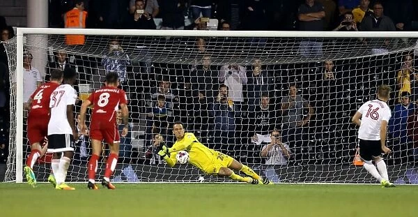 Bristol City's Ivan Lucic Saves Fulham's Cauley Woodrow's Penalty at Craven Cottage - EFL Cup