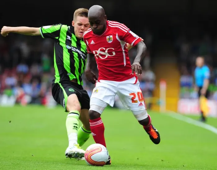 Framed Print : Bristol City's Jamal Campbell-Ryce Fights for Ball in Intense Championship Match against Brighton - September 10, 2011 Framed Print : Bristol City's Jamal Campbell-Ryce Fights for Ball in Intense Championship Match against Brighton - September 10, 2011