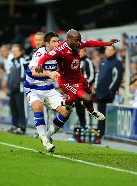 Bristol City's Jamal Campbell-Ryce Fouled by QPR's Bradley Orr during Championship Match
