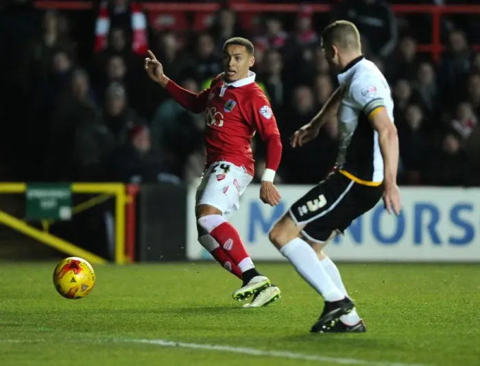 Framed Print : Bristol City's James Tavernier Crosses the Ball in Sky Bet League One Clash Against Port Vale Framed Print : Bristol City's James Tavernier Crosses the Ball in Sky Bet League One Clash Against Port Vale