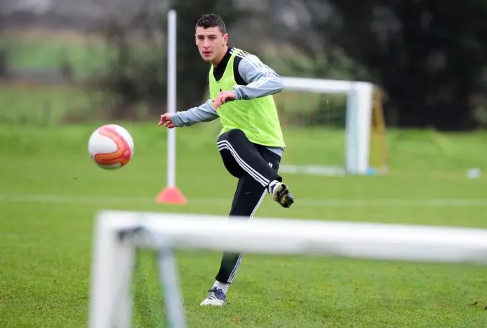 Framed Print : Bristol City's James Wilson in Action: Training at Memorial Stadium Framed Print : Bristol City's James Wilson in Action: Training at Memorial Stadium