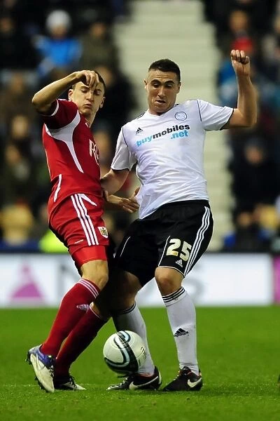Bristol City's James Wilson vs Callum Ball in Championship Clash at Derby County, 10 / 12 / 2011