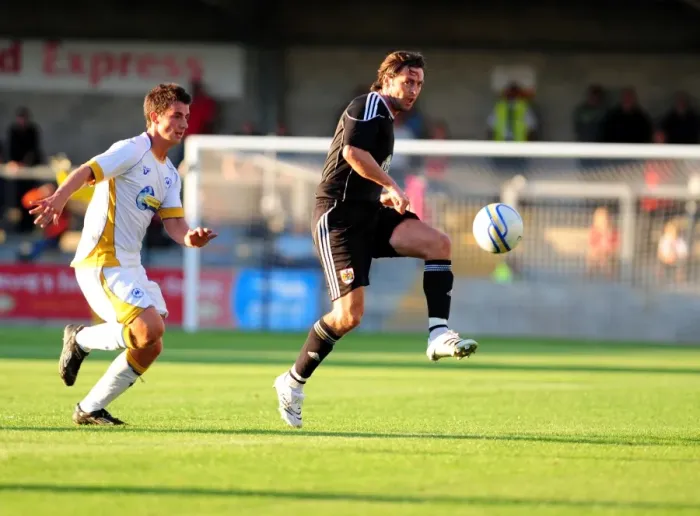 Framed Print : Bristol Citys Jamie McAllister clears the ball