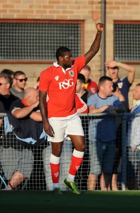Framed Print : Bristol City's Jay Emmanuel-Thomas in Action during Pre-Season Friendly against Weston Super Mare, 2014 Framed Print : Bristol City's Jay Emmanuel-Thomas in Action during Pre-Season Friendly against Weston Super Mare, 2014