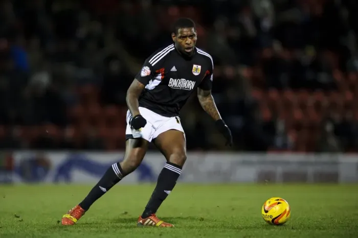 Framed Print : Bristol City's Jay Emmanuel-Thomas in Action during Sky Bet Football League 1 Match against Leyton Orient, 2014