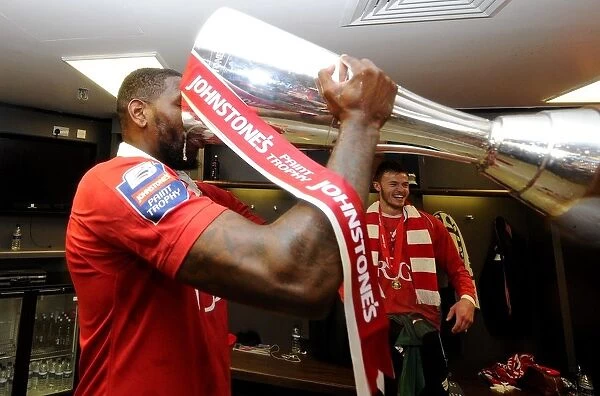 Bristol City's Jay Emmanuel-Thomas Celebrates Johnstone's Paint Trophy Victory with the Trophy