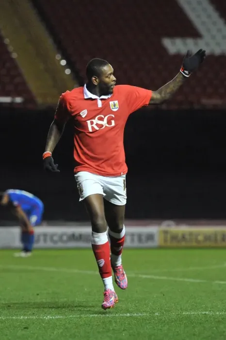 Framed Print : Bristol City's Jay Emmanuel-Thomas Celebrates Goal vs Doncaster Rovers in FA Cup Third Round Replay
