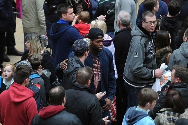 Bristol City's Jay Emmanuel-Thomas Engages with Fans at Cabot Circus during Johnstones Paint Trophy Match