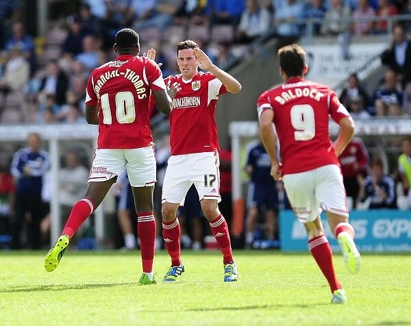 Bristol City's Jay Emmanuel-Thomas and Gregg Cunningham Celebrate Goal vs Coventry City, Sky Bet League One, 2013