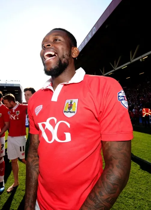 Framed Print : Bristol City's Jay Emmanuel-Thomas: League One Championship Euphoria Framed Print : Bristol City's Jay Emmanuel-Thomas: League One Championship Euphoria