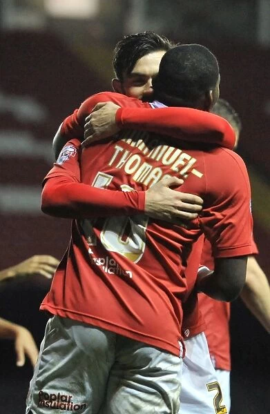 Bristol City's Jay Emmanuel-Thomas and Marlon Pack Celebrate Goal in FA Cup Third Round Replay against Doncaster Rovers