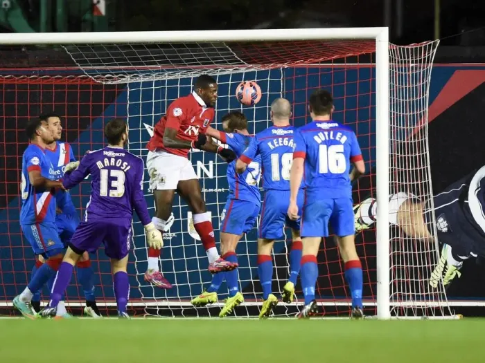 Framed Print : Bristol City's Jay Emmanuel-Thomas Scores the FA Cup Upset against Doncaster Rovers Framed Print : Bristol City's Jay Emmanuel-Thomas Scores the FA Cup Upset against Doncaster Rovers