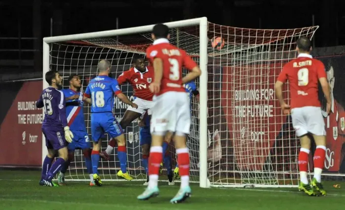 Framed Print : Bristol City's Jay Emmanuel-Thomas Scores the Opener Against Doncaster Rovers at Ashton Gate Stadium, FA Cup Third Round Replay - January 13, 2015 Framed Print : Bristol City's Jay Emmanuel-Thomas Scores the Opener Against Doncaster Rovers at Ashton Gate Stadium, FA Cup Third Round Replay - January 13, 2015