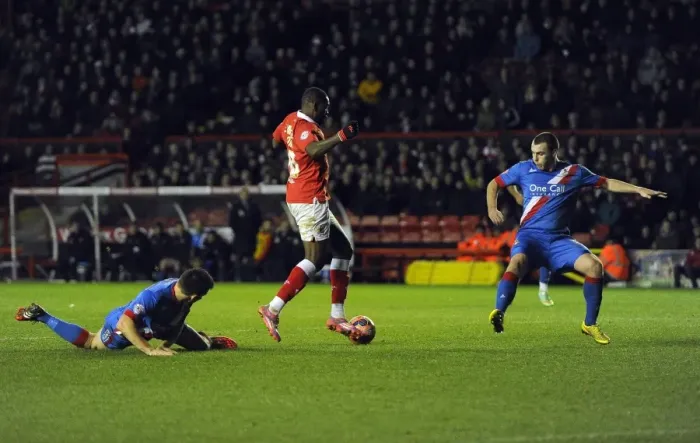 Framed Print : Bristol City's Jay Emmanuel-Thomas Scores Second Goal Against Doncaster Rovers in FA Cup Third Round Replay Framed Print : Bristol City's Jay Emmanuel-Thomas Scores Second Goal Against Doncaster Rovers in FA Cup Third Round Replay