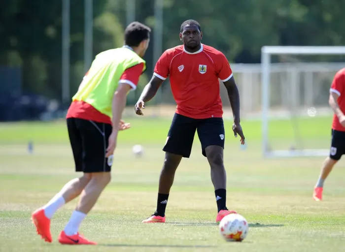 Framed Print : Bristol City's Jay Emmanuel-Thomas Training (July 2014)