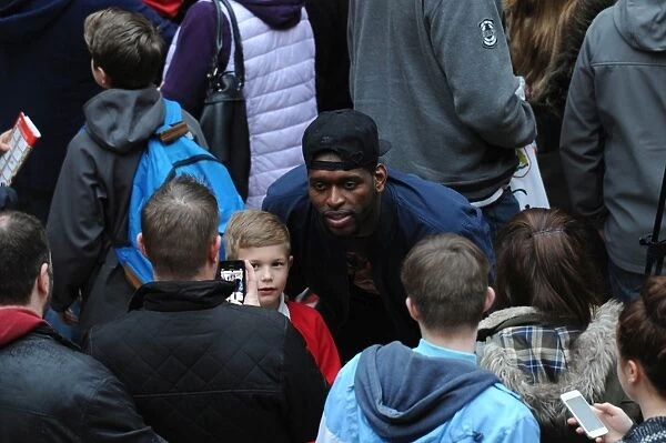 Bristol City's Jay Emmanuel-Thomas and Young Fan at Cabot Circus - Johnstones Paint Trophy