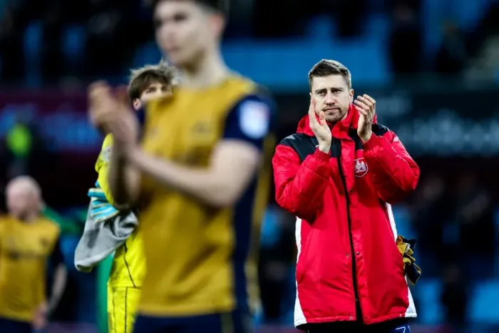 Framed Print : Bristol City's Jens Hegeler Shows Appreciation to Fans After 2-0 Defeat by Aston Villa Framed Print : Bristol City's Jens Hegeler Shows Appreciation to Fans After 2-0 Defeat by Aston Villa