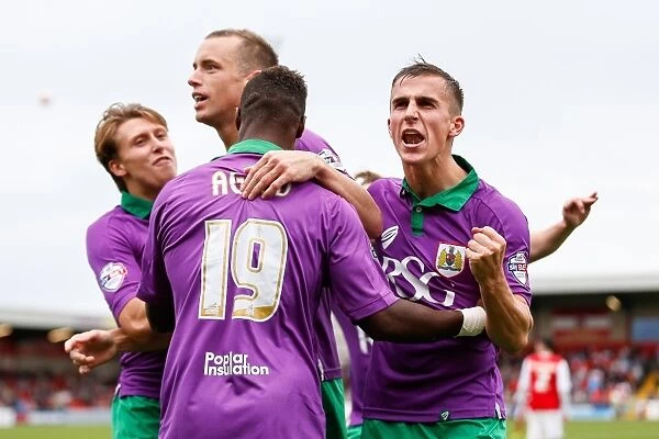Bristol City's Joe Bryan and Aaron Wilbraham Celebrate 1-3 Goal vs Fleetwood Town, 2014