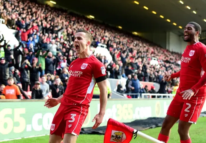 Framed Print : Bristol City's Joe Bryan Celebrates Championship Victory Over Cardiff City (January 14, 2017)