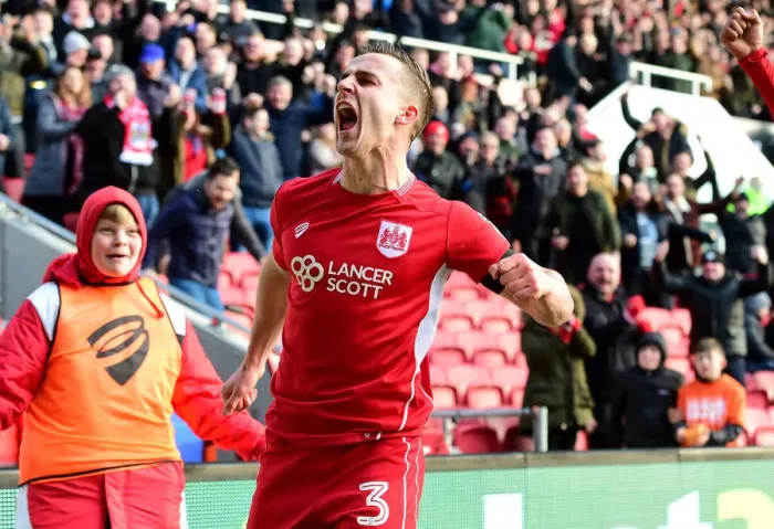 Framed Print : Bristol City's Joe Bryan Celebrates Championship Win Over Cardiff City
