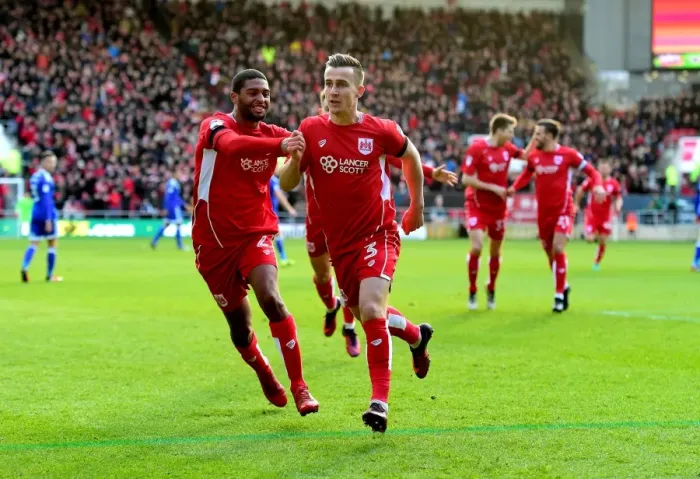 Framed Print : Bristol City's Joe Bryan Celebrates Game-Winning Goal Against Cardiff City (14 / 01 / 2017)