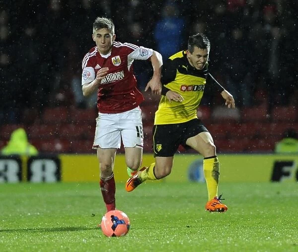 Bristol City's Joe Bryan Charges Down the Wing in FA Cup Third Round Replay at Vicarage Road