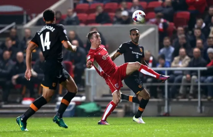 Framed Print : Bristol City's Joe Bryan in Control: The Battle at Ashton Gate, 25th October 2016 - EFL Cup