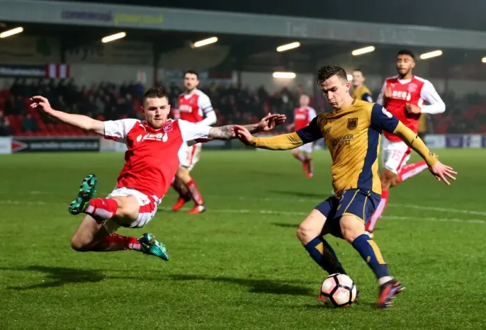 Framed Print : Bristol City's Joe Bryan Fires Away: Emirates FA Cup Third Round Replay at Fleetwood Town Framed Print : Bristol City's Joe Bryan Fires Away: Emirates FA Cup Third Round Replay at Fleetwood Town
