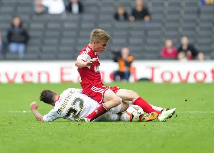 Framed Print : Bristol City's Joe Bryan Fouled by Samir Carruthers during Milton Keynes Dons vs Bristol City, Sky Bet League One (August 24, 2013) Framed Print : Bristol City's Joe Bryan Fouled by Samir Carruthers during Milton Keynes Dons vs Bristol City, Sky Bet League One (August 24, 2013)