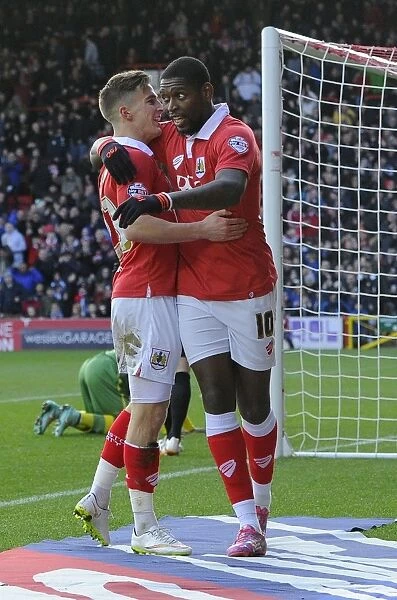 Bristol City's Joe Bryan and Jay Emmanuel-Thomas Celebrate Goal Against Notts County, Sky Bet League One, Ashton Gate