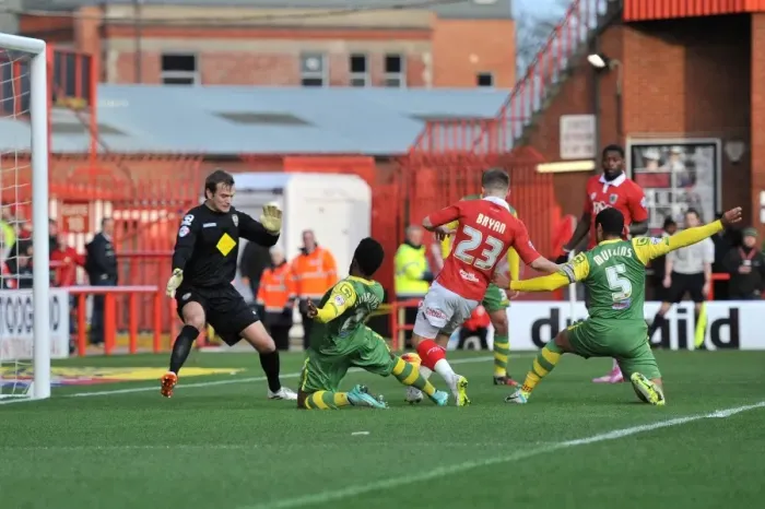 Framed Print : Bristol City's Joe Bryan Scores Opening Goal Against Notts County, Sky Bet League One, Ashton Gate Framed Print : Bristol City's Joe Bryan Scores Opening Goal Against Notts County, Sky Bet League One, Ashton Gate