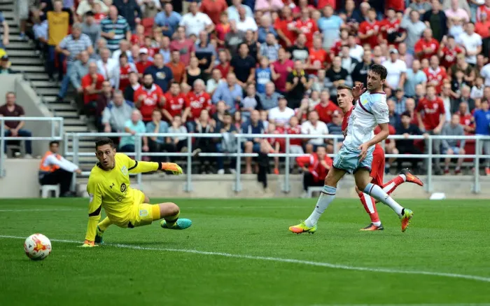 Framed Print : Bristol City's Joe Bryan Scores the Winner Against Aston Villa in Sky Bet Championship Match Framed Print : Bristol City's Joe Bryan Scores the Winner Against Aston Villa in Sky Bet Championship Match